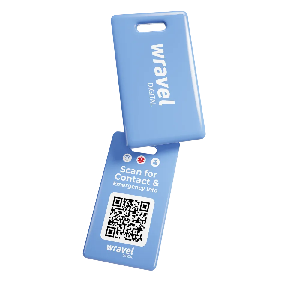 Wravel Digital Badge in Rot – Kofferanhänger mit QR-Code